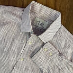Charles Tyrwhitt Men’s XL 17/35 Long Sleeve Non‎ Iron Slim Fit Button Up Shirt